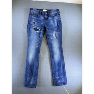 Madewell Slim Boyjean Jeans Womens 25 Medium Blue Distressed Stretch Denim